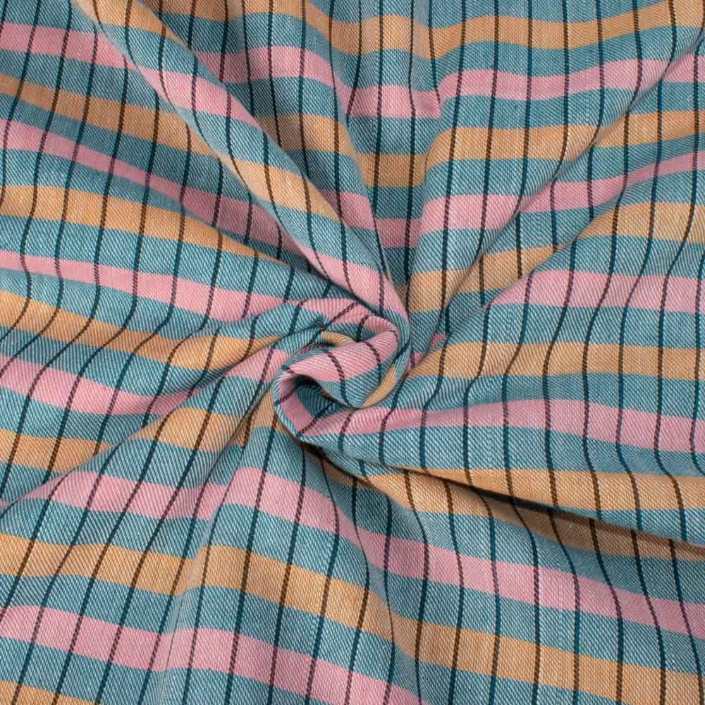 Check Twill Multicolor Pure Cotton 100 GSM Handwoven Fabric