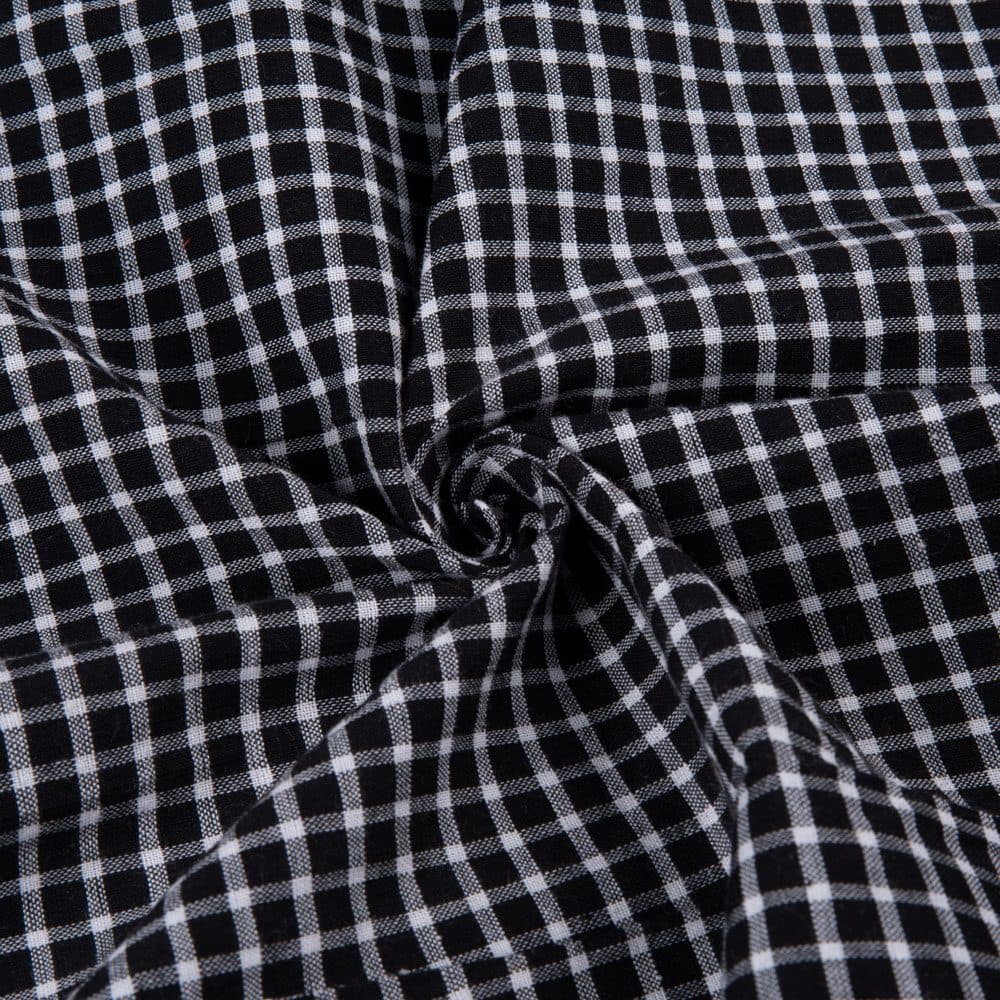 Check Black & White Pure Cotton 106 GSM Handwoven Fabric