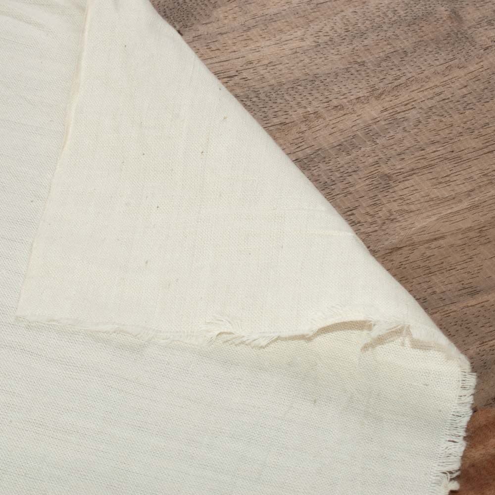 Plain Off White Pure Cotton 165 GSM Handwoven Fabric 123