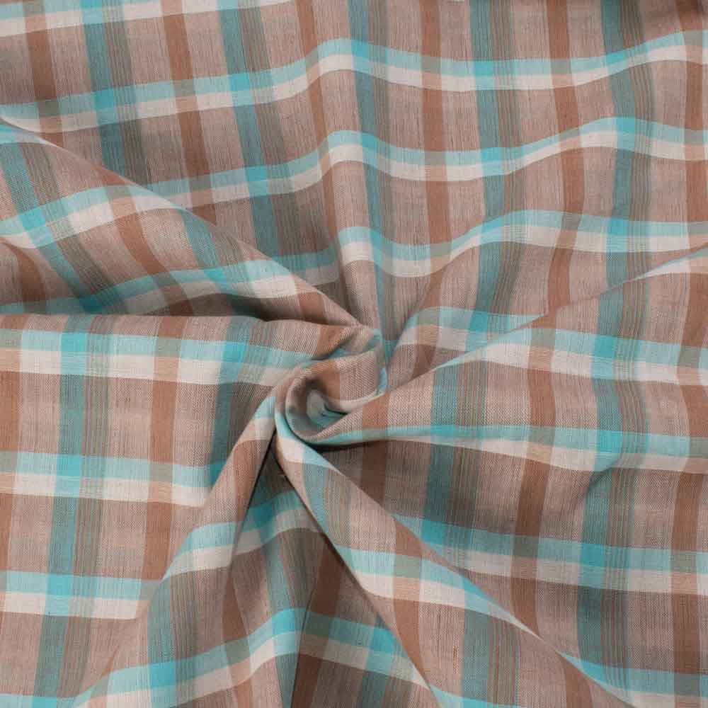 Check Multicolor Pure Cotton 100 GSM Handwoven Fabric 606