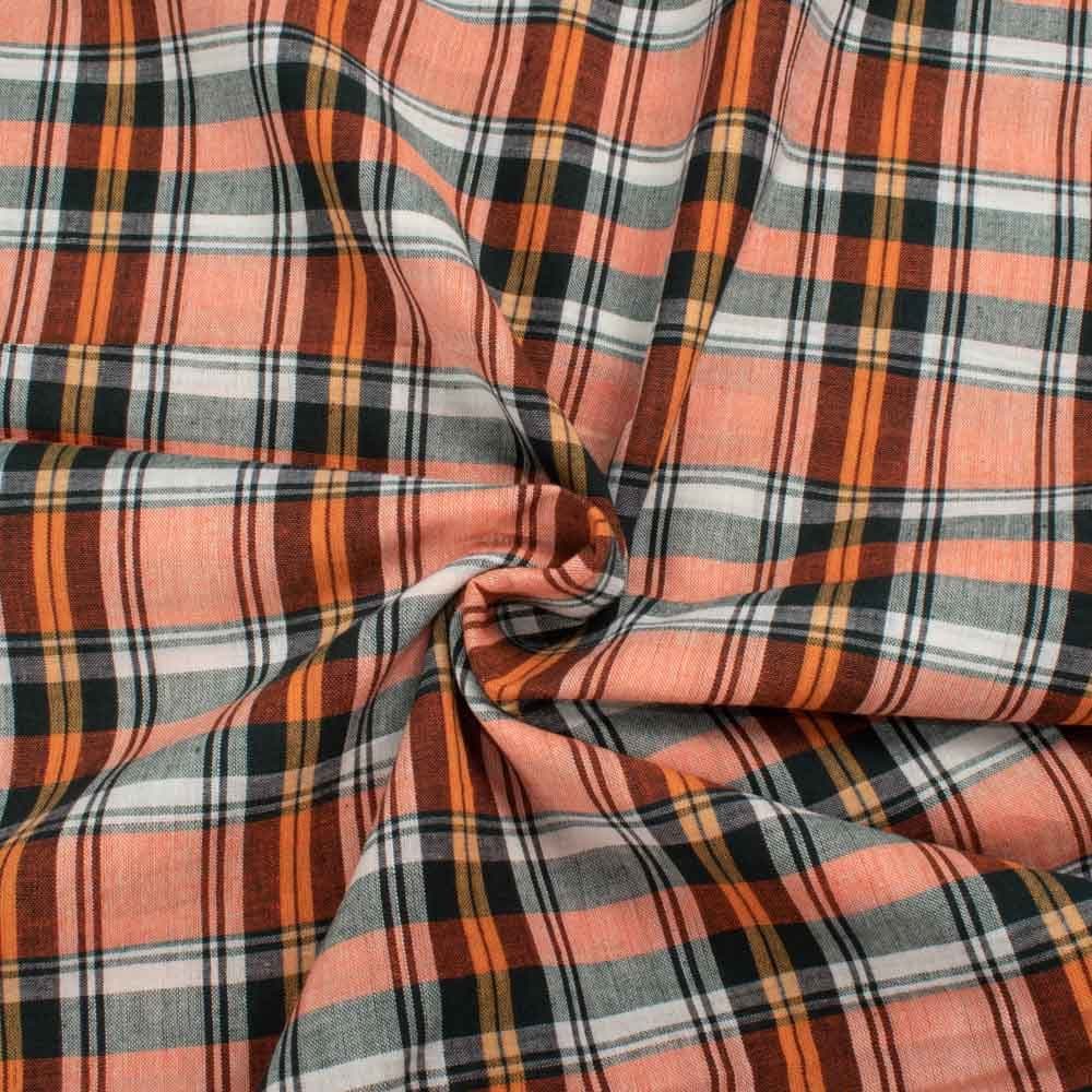 Check Multicolor Pure Cotton 100 GSM Handwoven Fabric 621