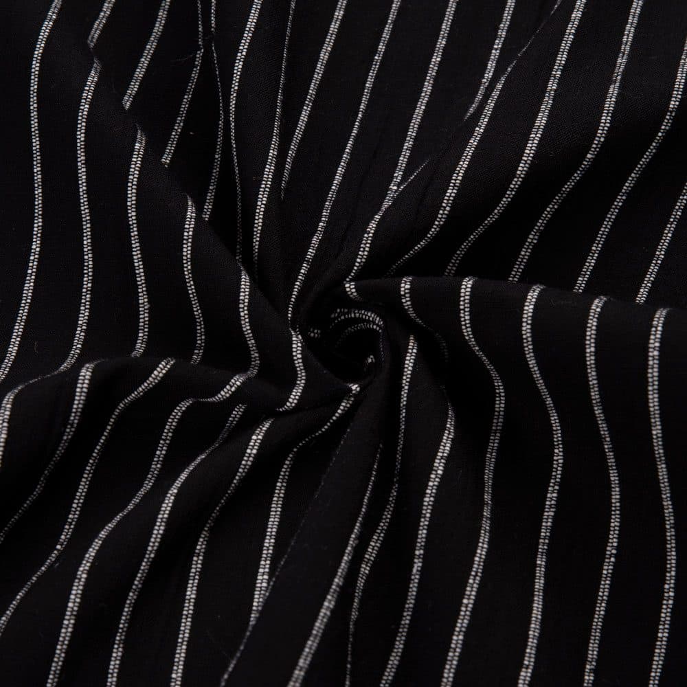 Stripe Black Pure Cotton 119 GSM Handwoven Fabric