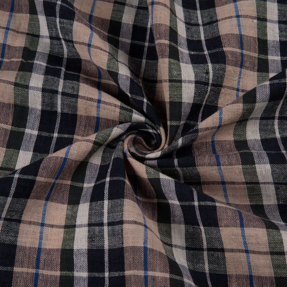 Check Brown & Black Pure Cotton 94 GSM Handwoven Fabric