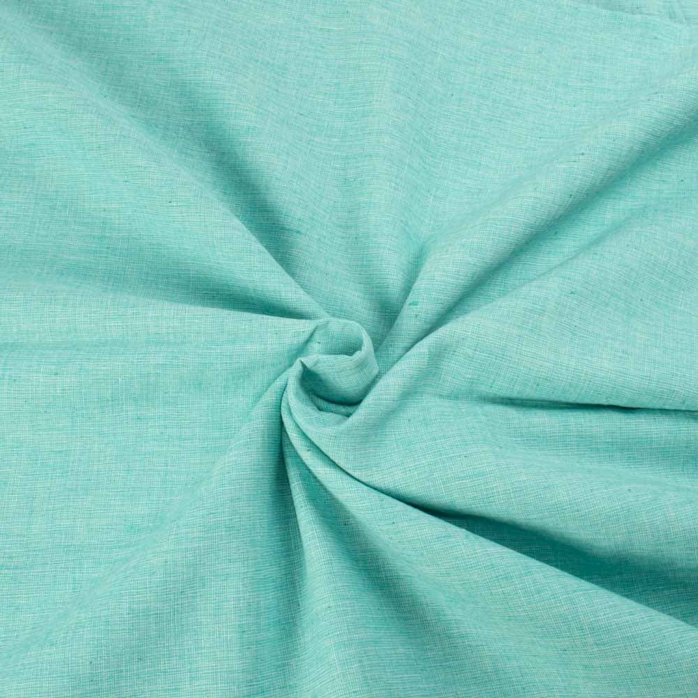 Chambray Turquoise Pure Cotton 115 GSM Handwoven Fabric