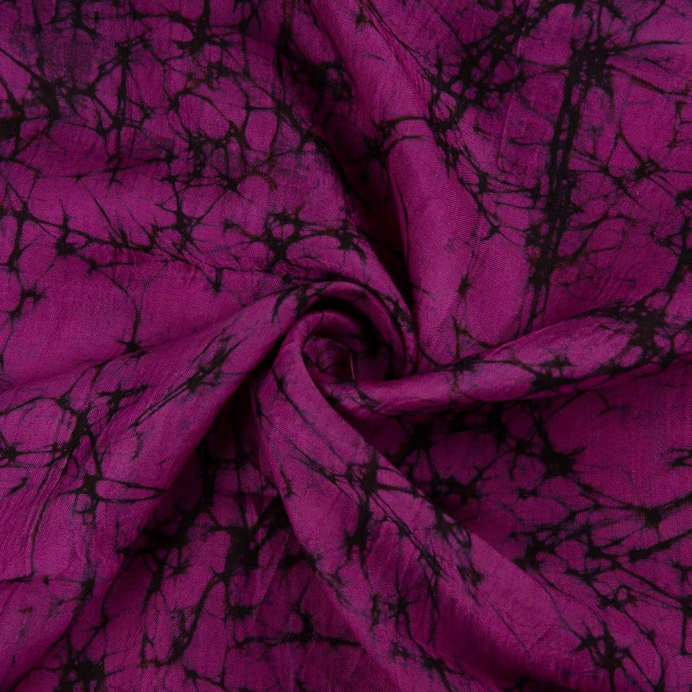 Abstract Purple Black Batik Mulberry Silk 40 GSM Fabric