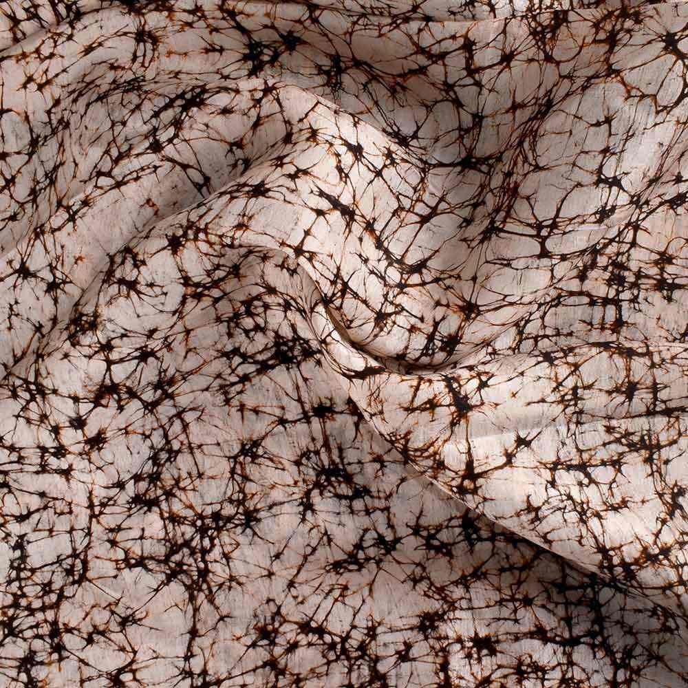 Abstract Black & White Batik Printed Mulberry Silk 54 GSM Fabric