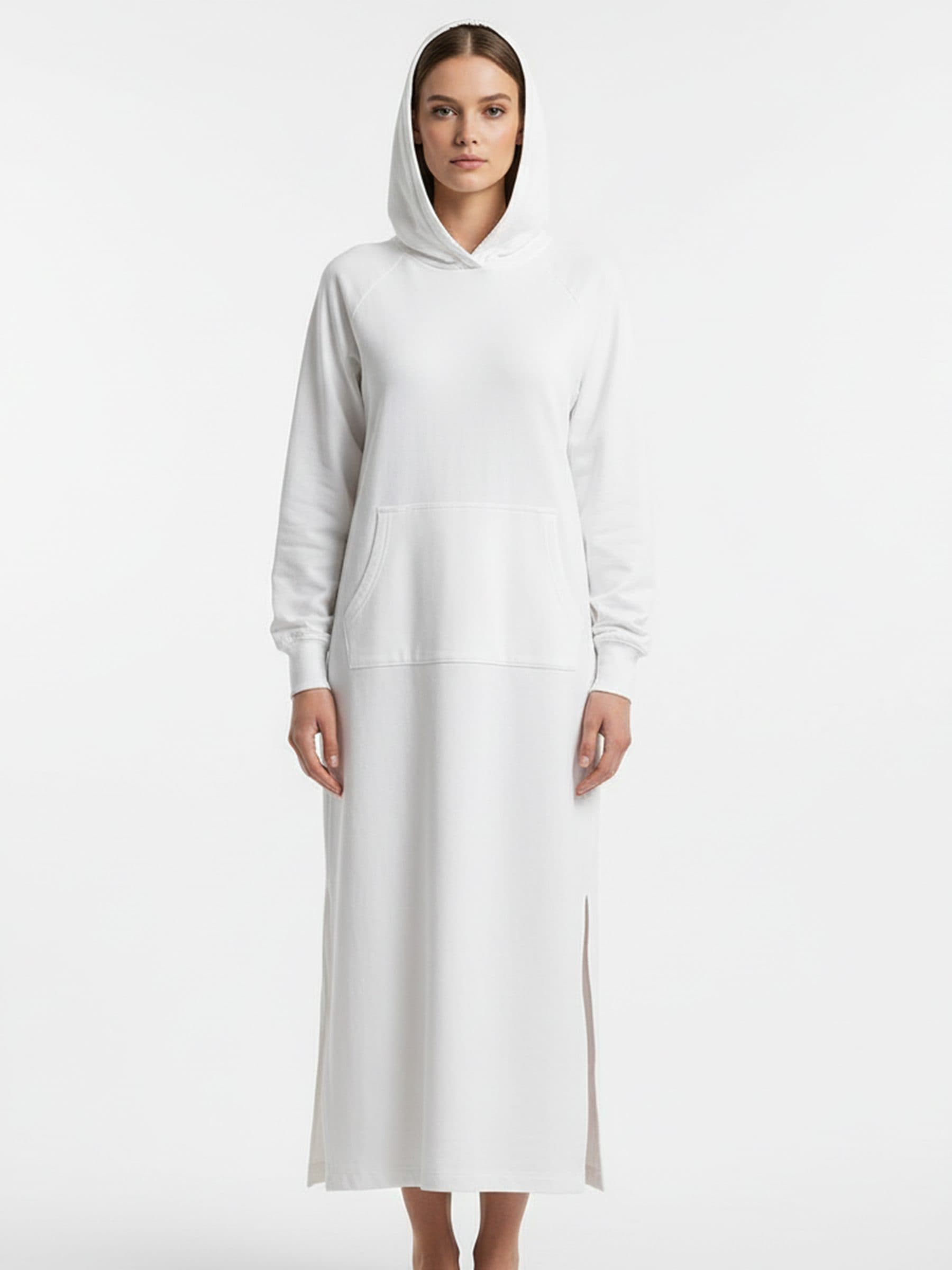 Side Slit Hooded Long Dress