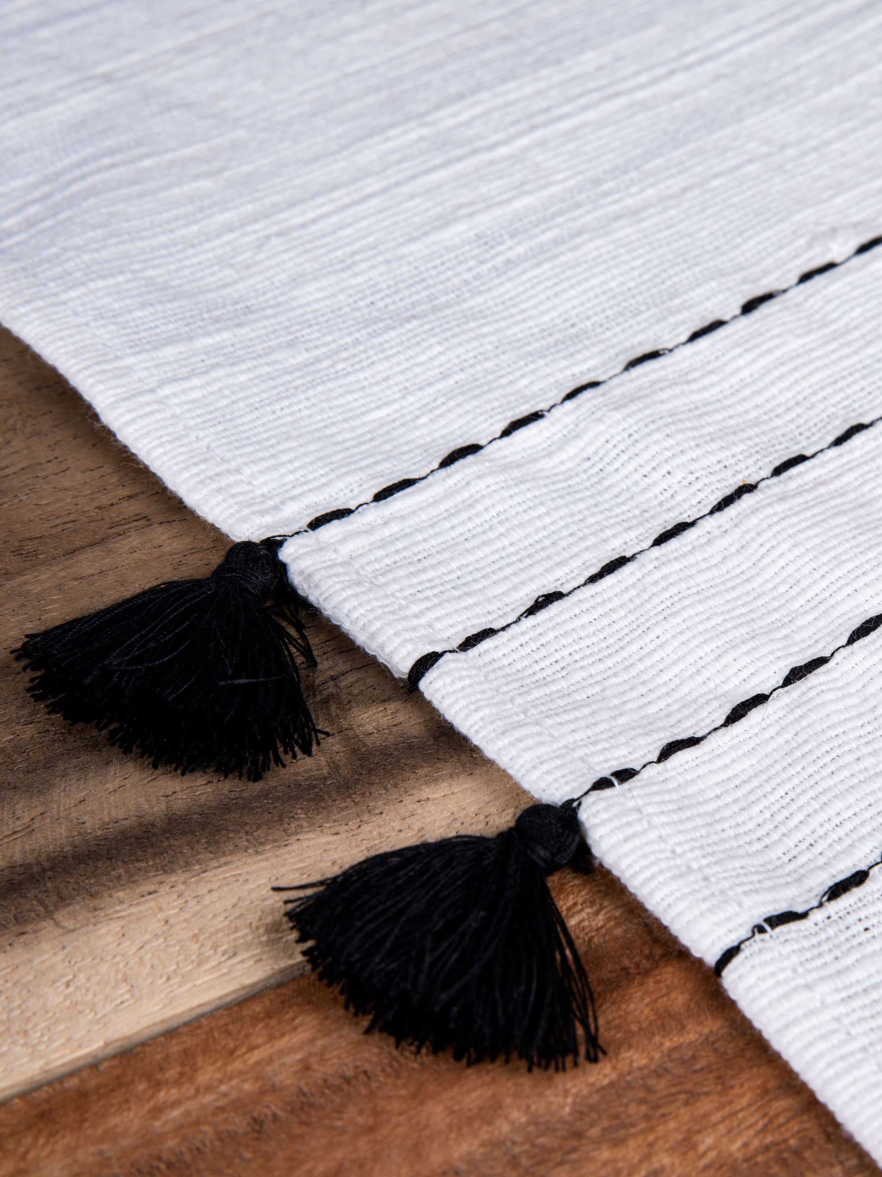 Plain White Natural Organic Khadi Cotton Table Runner