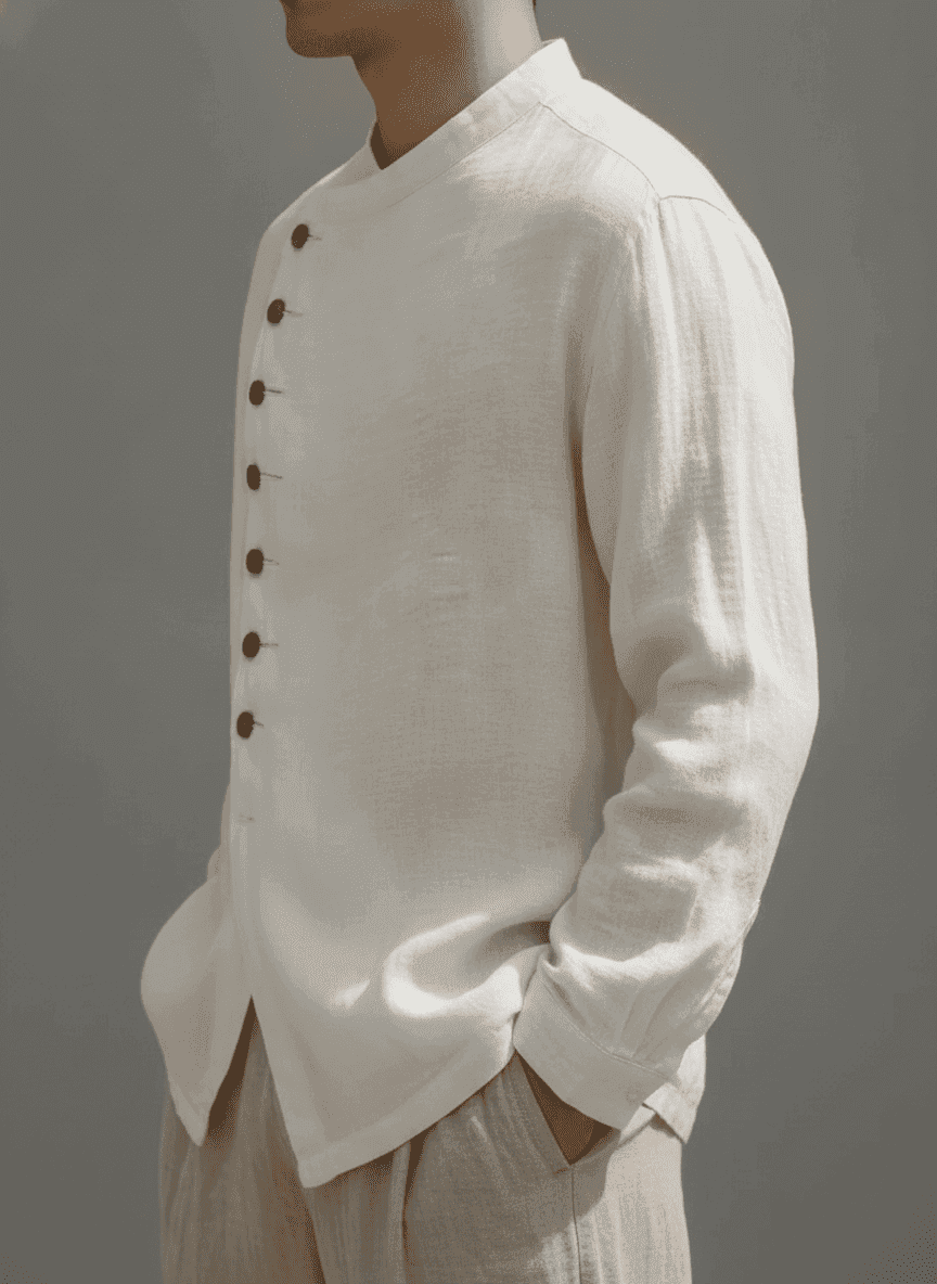 Extended Front Panel Buttoned Asymmetric Shirt