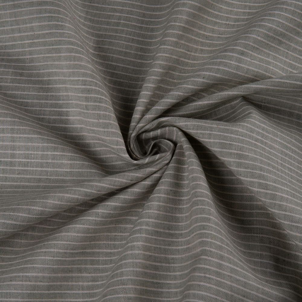 Pinstripe Grey & White Pure Cotton 90 GSM Handwoven Fabric