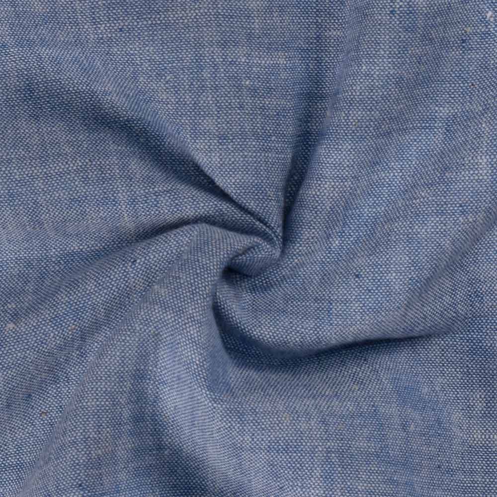 Chambray Blue Khadi Cotton 115 GSM Handwoven Fabric