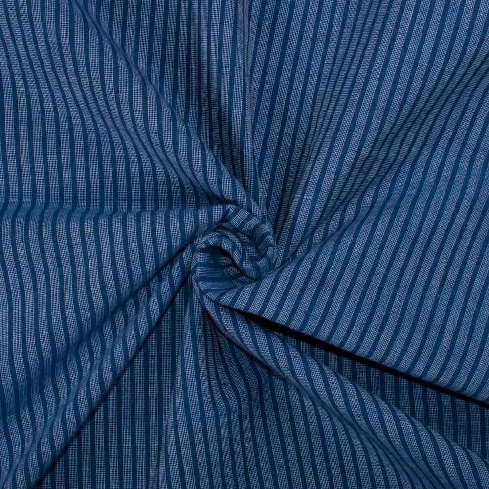 Stripe Blue Khadi Cotton 130 gsm Handwoven Fabric