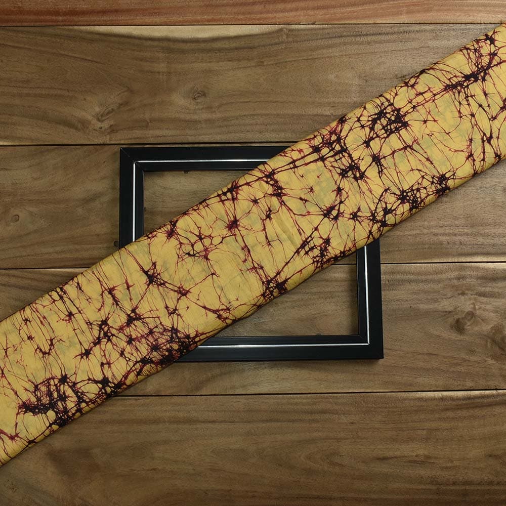 Abstract Yellow Batik Cotton Mulberry Silk Blend 40 GSM Fabric 05