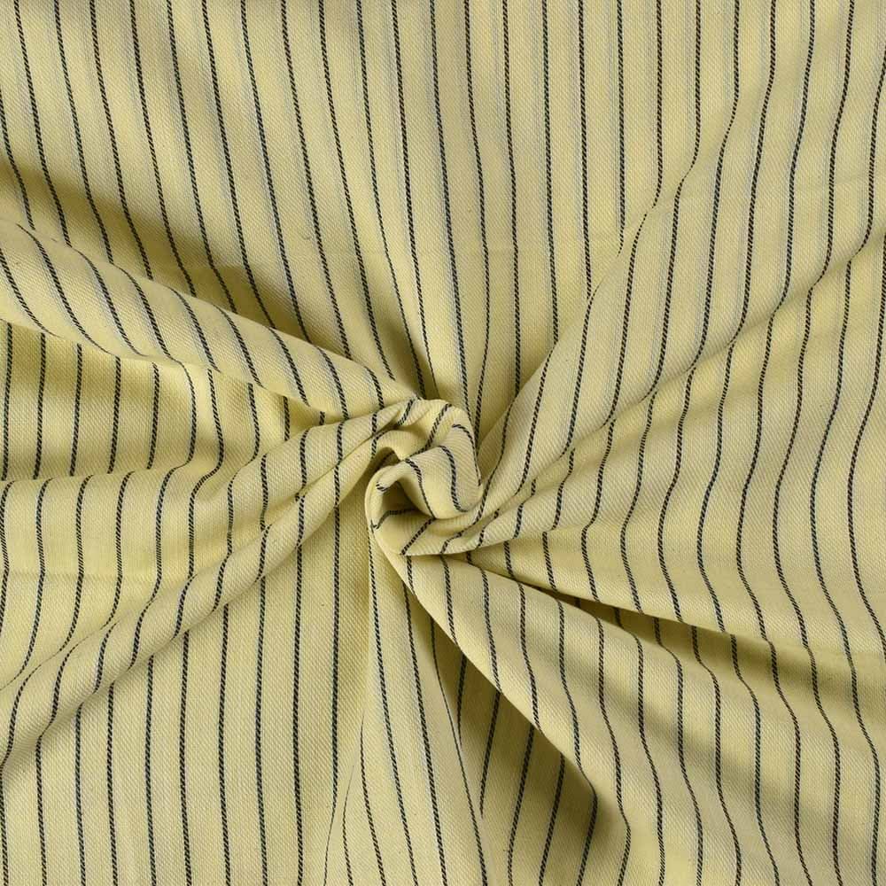 Stripe Twill Yellow Black Pure Cotton 100 GSM Handwoven Fabric