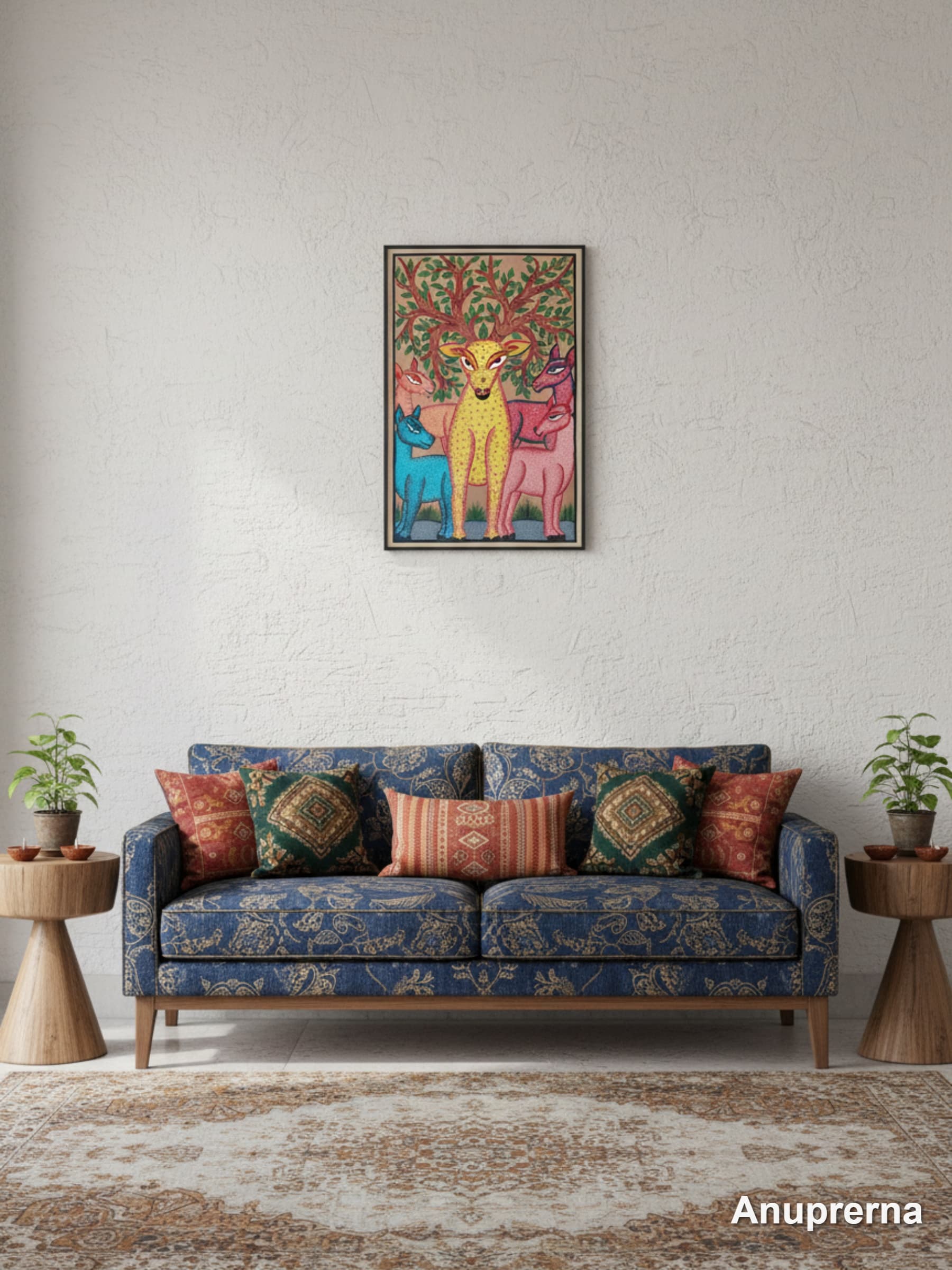 Deers In The Forest Pattachitra Wall Art Decor