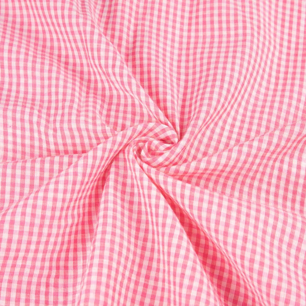 Check Pink Pure Cotton 58 GSM Handwoven Fabric