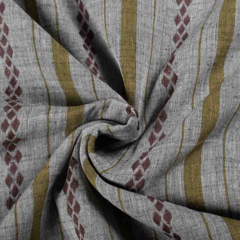Stripe Brown Rhombus Extra Warp 110 GSM Pure Cotton Jacquard Fabric