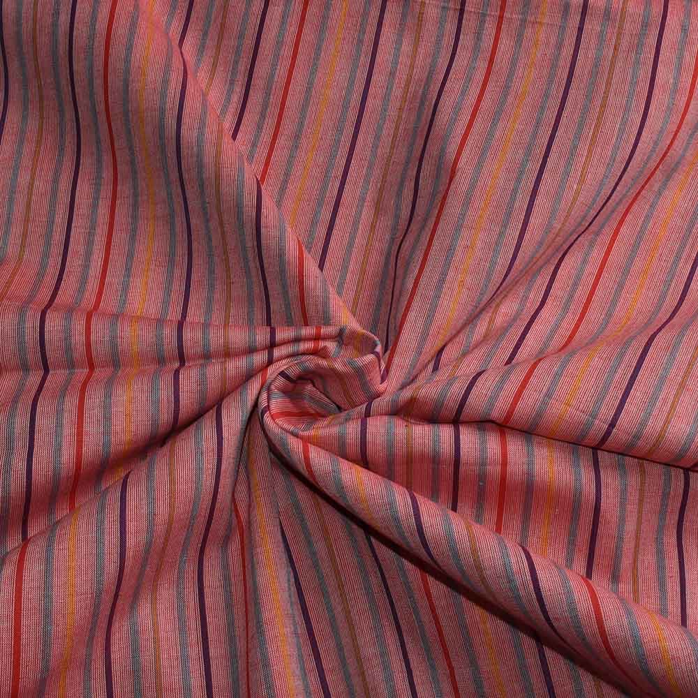Stripe Multicolor Pure Cotton 70 GSM Handwoven Fabric 341