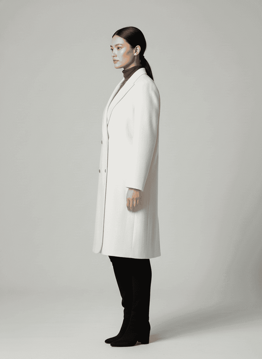 Double Breasted Jacket With Peak Label- Knee Length