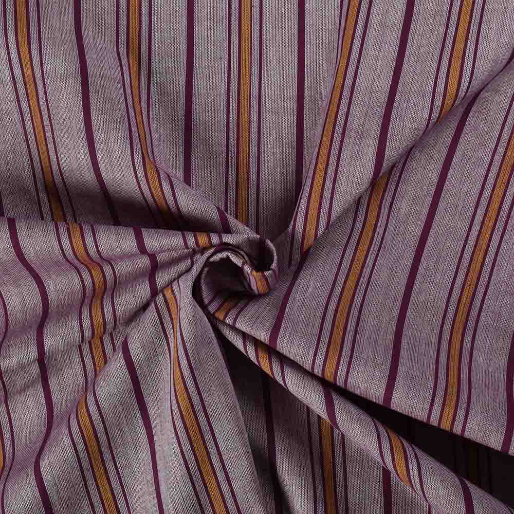Stripe Purple Mustard Pure Cotton 100 GSM Handwoven Fabric