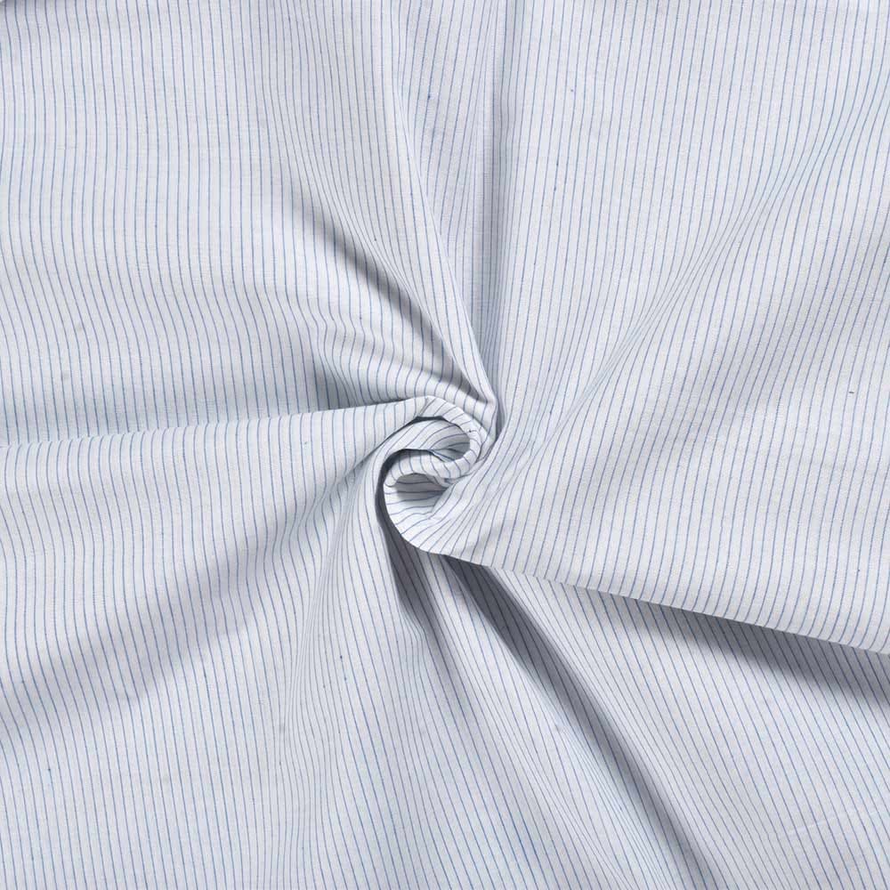 Pinstripe Blue & White Pure Cotton 70 GSM Handwoven Fabric