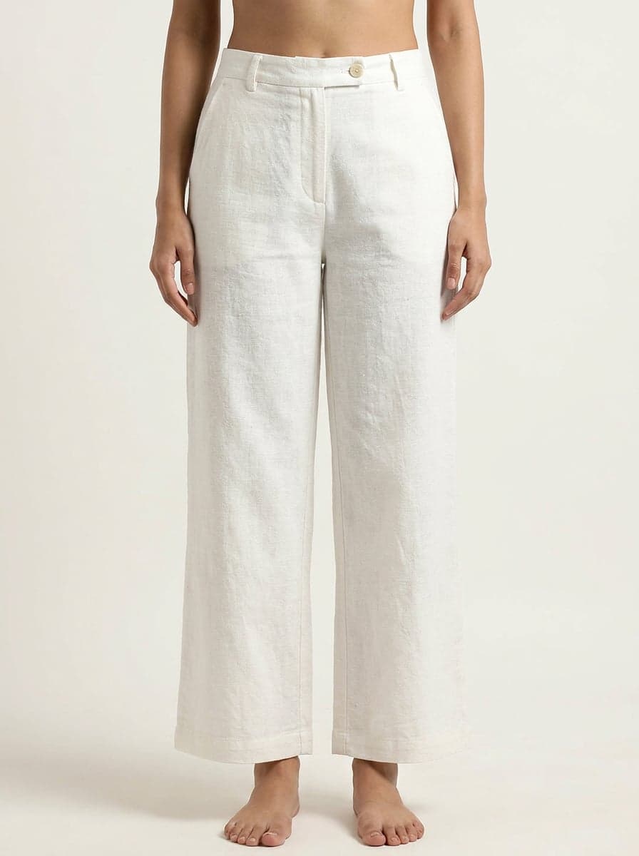 Asymmetrical Waistband A-Line Ankle Pants