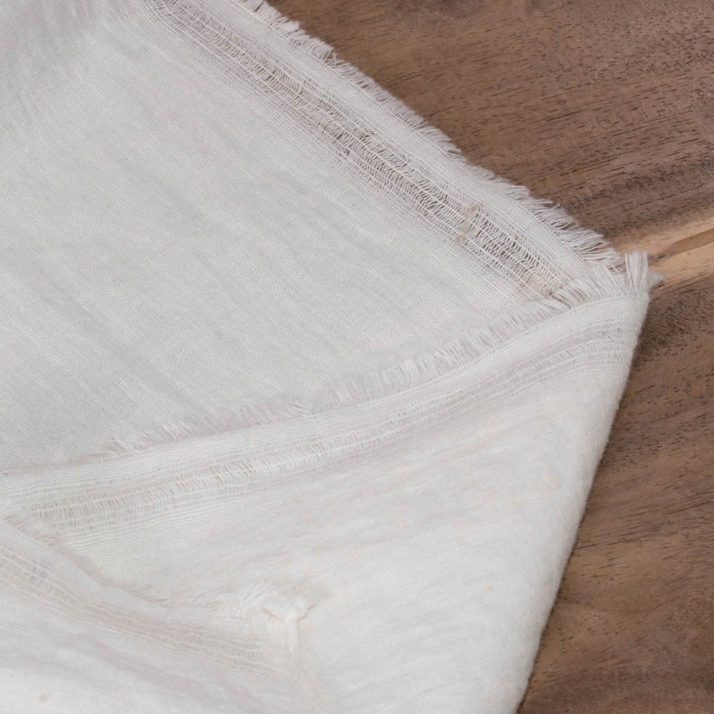 Plain White Hemp Bamboo & Cotton 115 GSM Handwoven Fabric
