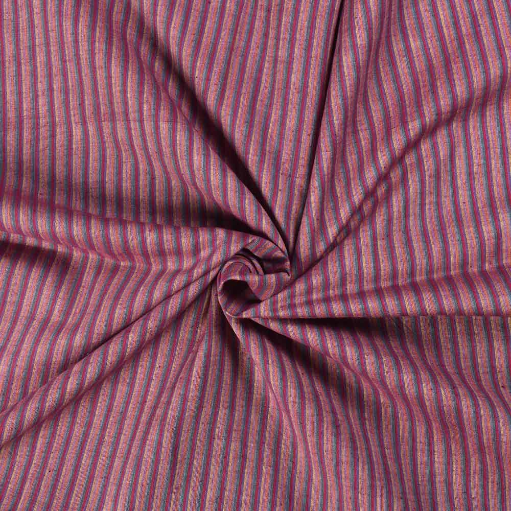Stripe Purple Multicolour Pure Cotton 76 GSM Handwoven Fabric