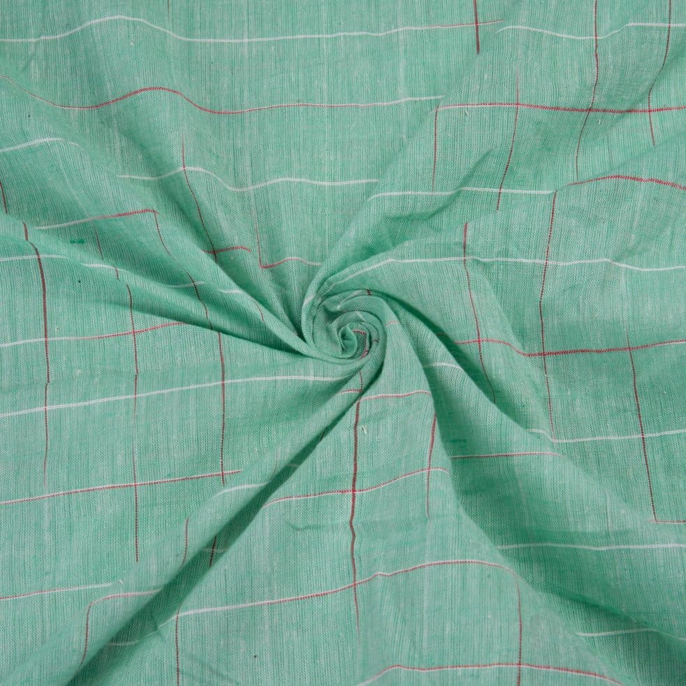 Check Green Yarn Tie Dye 64 GSM Pure Cotton Fabric