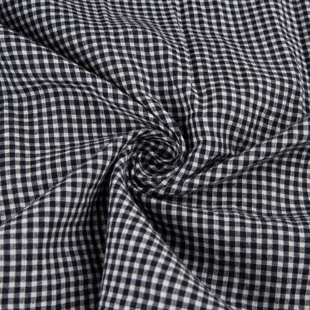 Check Black & White Pure Cotton 80 GSM Handwoven Fabric 278
