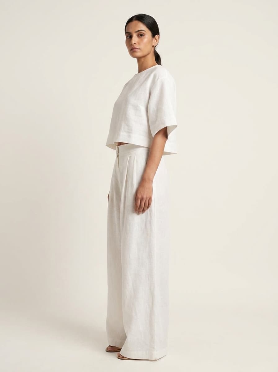 Split Sleeve Lose Cropped Top & Bottoms Co-ord Set