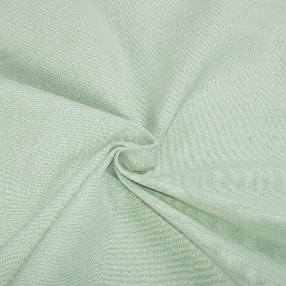 Chambray Light Green Khadi Cotton 125 GSM Handwoven Fabric