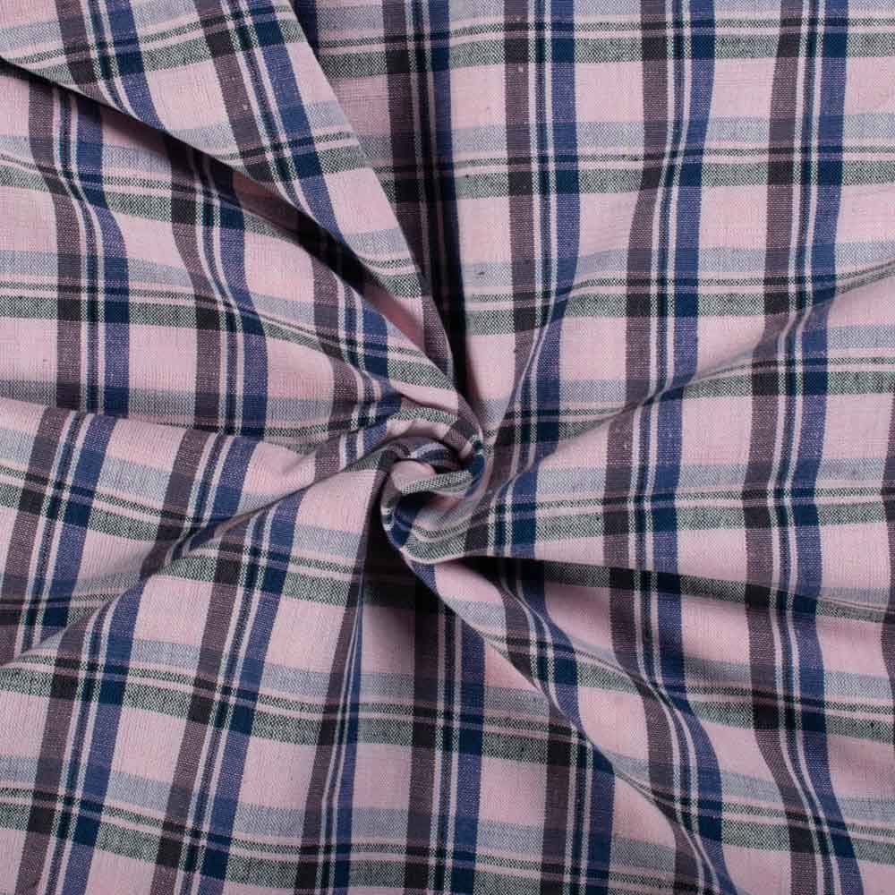 Check Multicolour Cotton Khadi 140 GSM Handwoven Fabric 752
