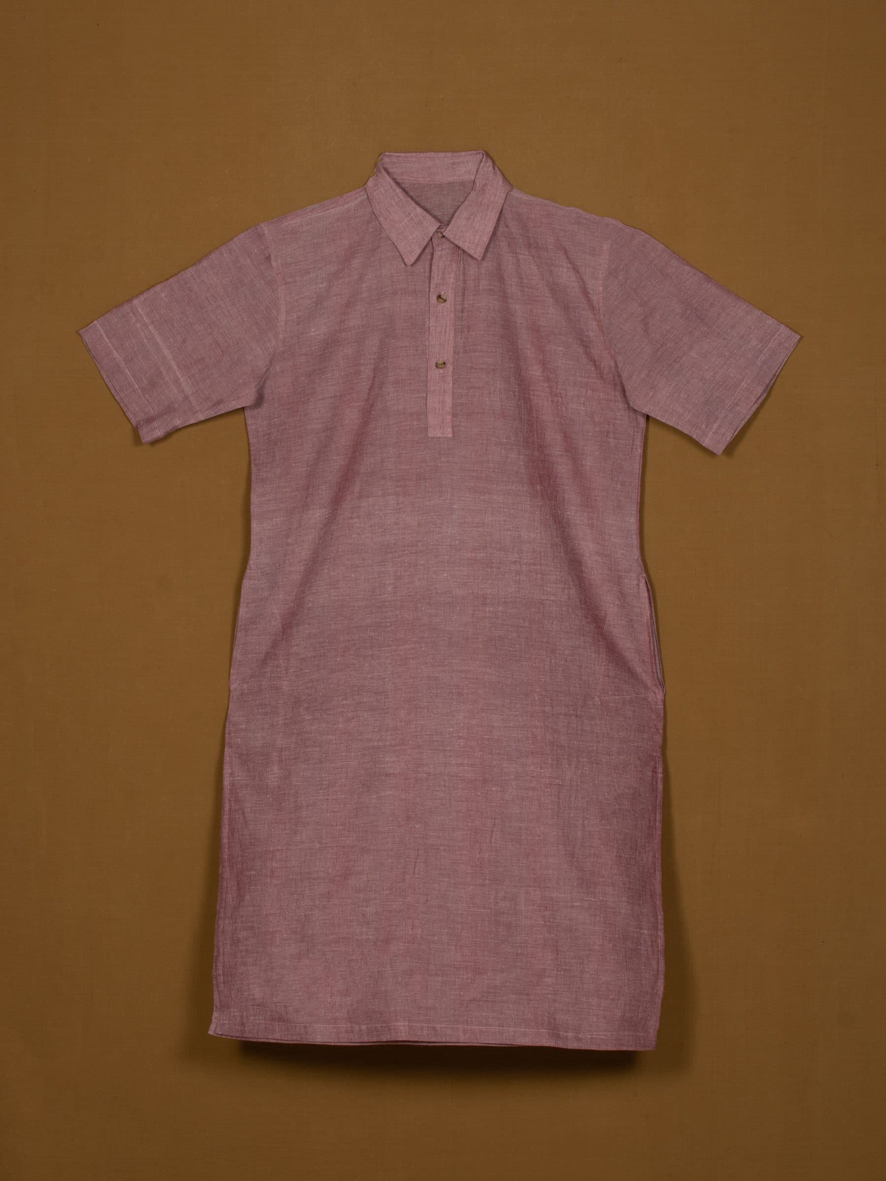 Plain Polo Sem Botao Collared Kurta With Half Sleeves - Thigh Length		