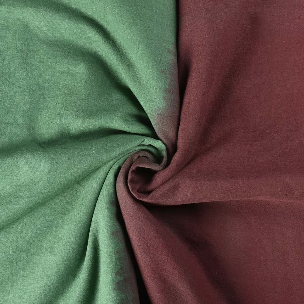 Ombré Tie Dye Red Green Khadi Cotton 115 GSM Handwoven Fabric