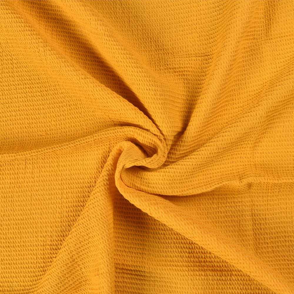 Mustard Honeycomb Weave Pure Cotton 122 GSM Handwoven Fabric 56