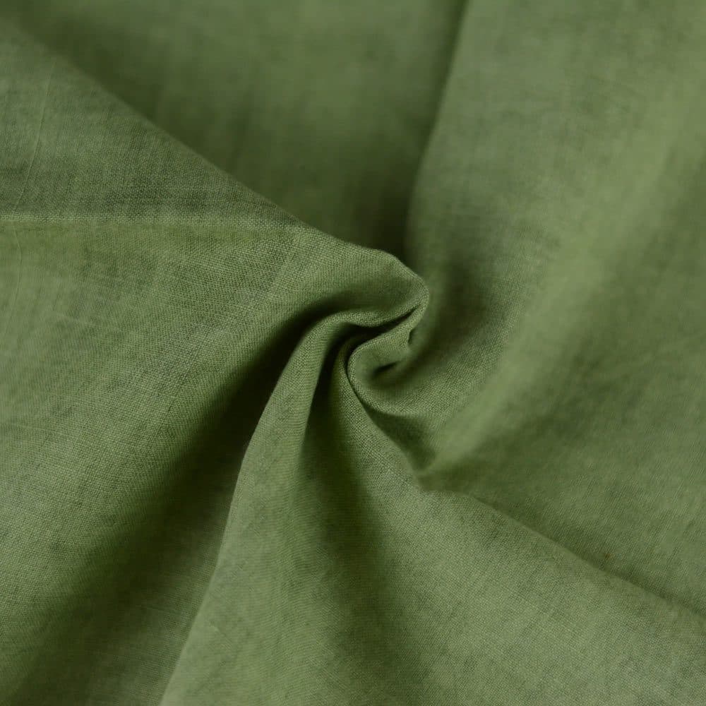 Plain Light Green Natural Mulberry Marigold Palash & Mallotus Dyed 115 GSM Cotton Fabric