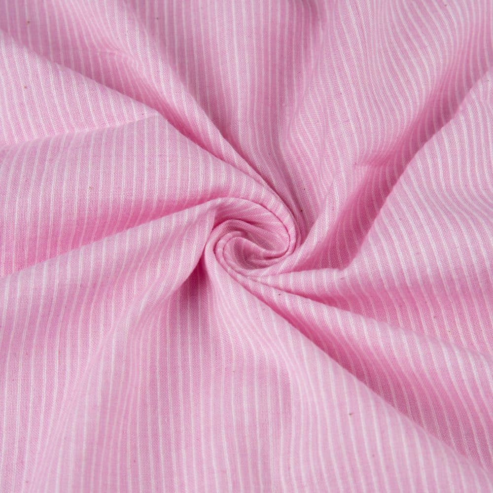 Stripe Baby Pink Pure Cotton 87 GSM Handwoven Fabric