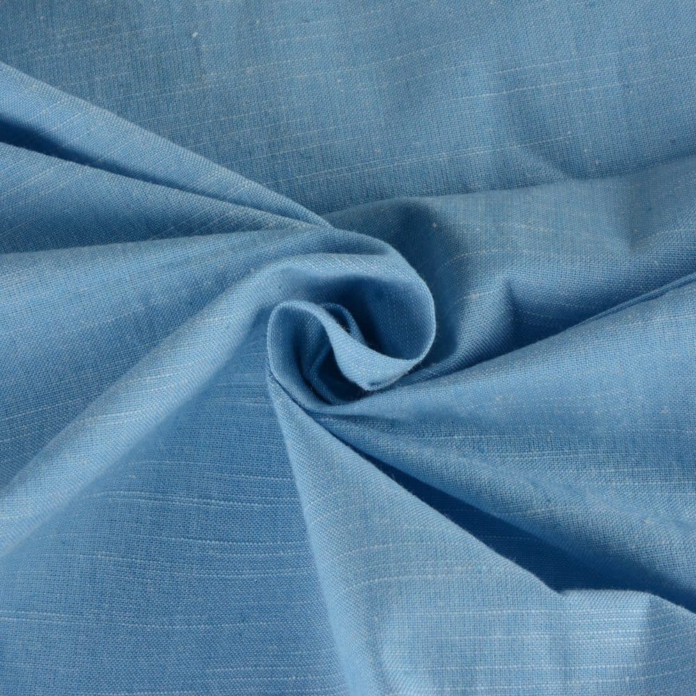 Slub Powder Blue Pure Cotton 130 GSM Handwoven Fabric