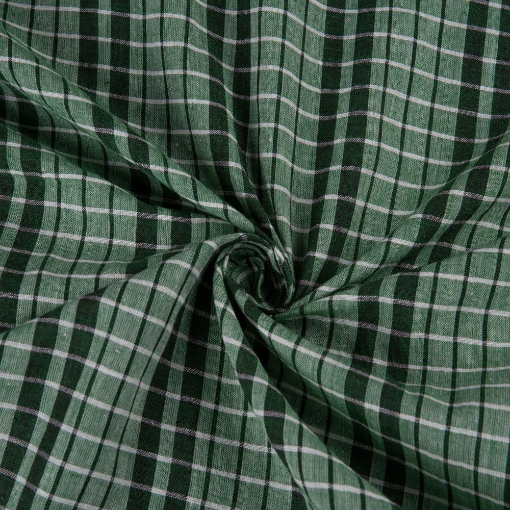 Check Green Pure Cotton 74 GSM Handwoven Fabric