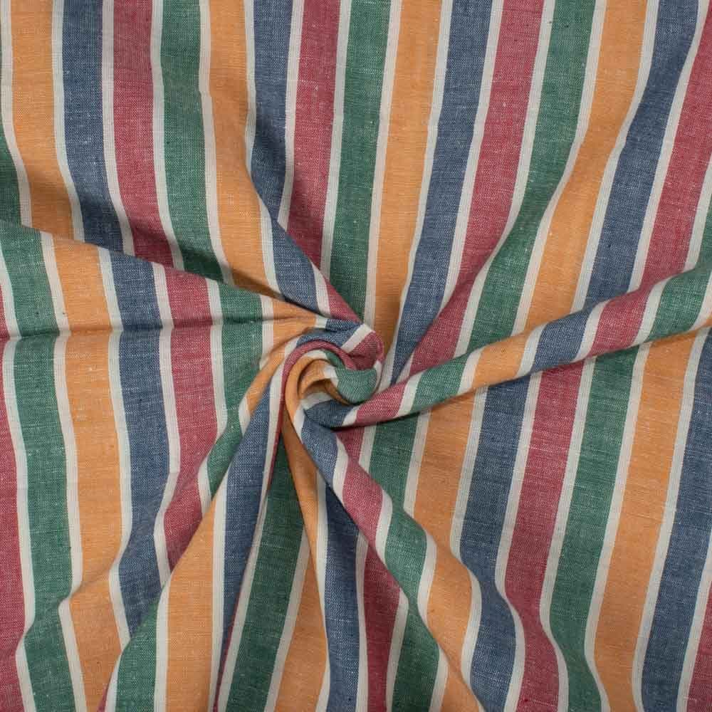 Stripe Multicolor Khadi Cotton 125 GSM Handwoven Fabric