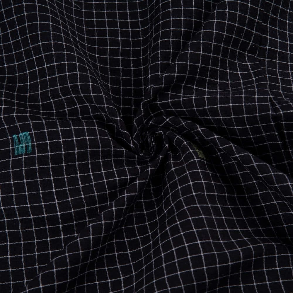 Geometric Check Black Jamdani Handwoven Cotton 60 GSM Fabric