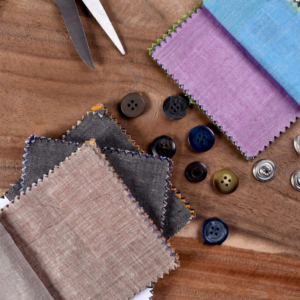 Chambray & Solids Dyed Khadi Cotton Design Swatches (4 *4 Inch, 60 GSM - 202 GSM, Up to 60 Swatches)