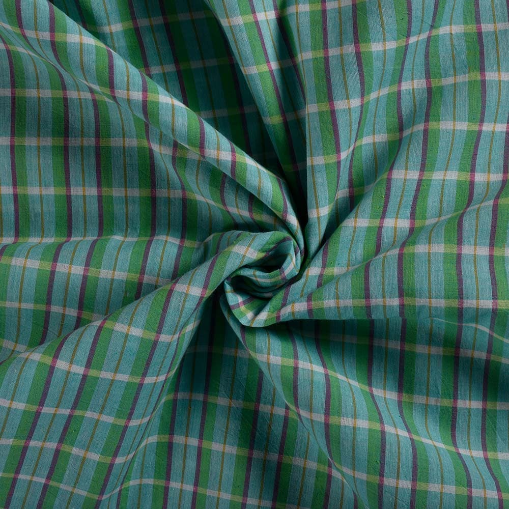 Check Multi Color Pure Cotton 60 GSM Handwoven Fabric