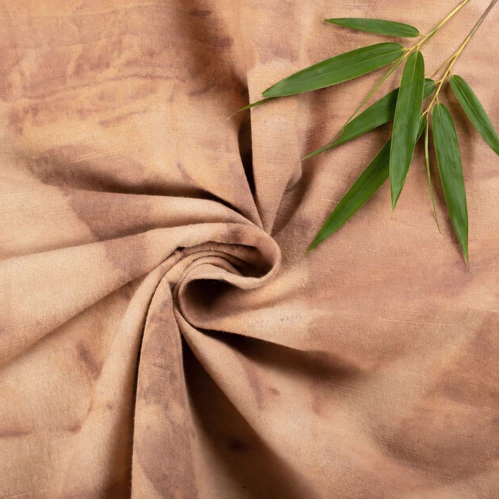 Bamboo Leaf Eco Print Naturally Dyed Khadi Cotton Fabric 120 GSM