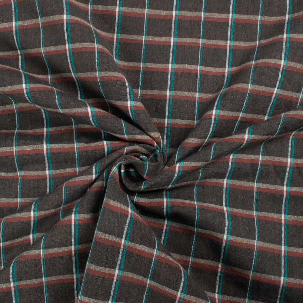 Check Multicolor Pure Cotton 100 GSM Handwoven Fabric 628