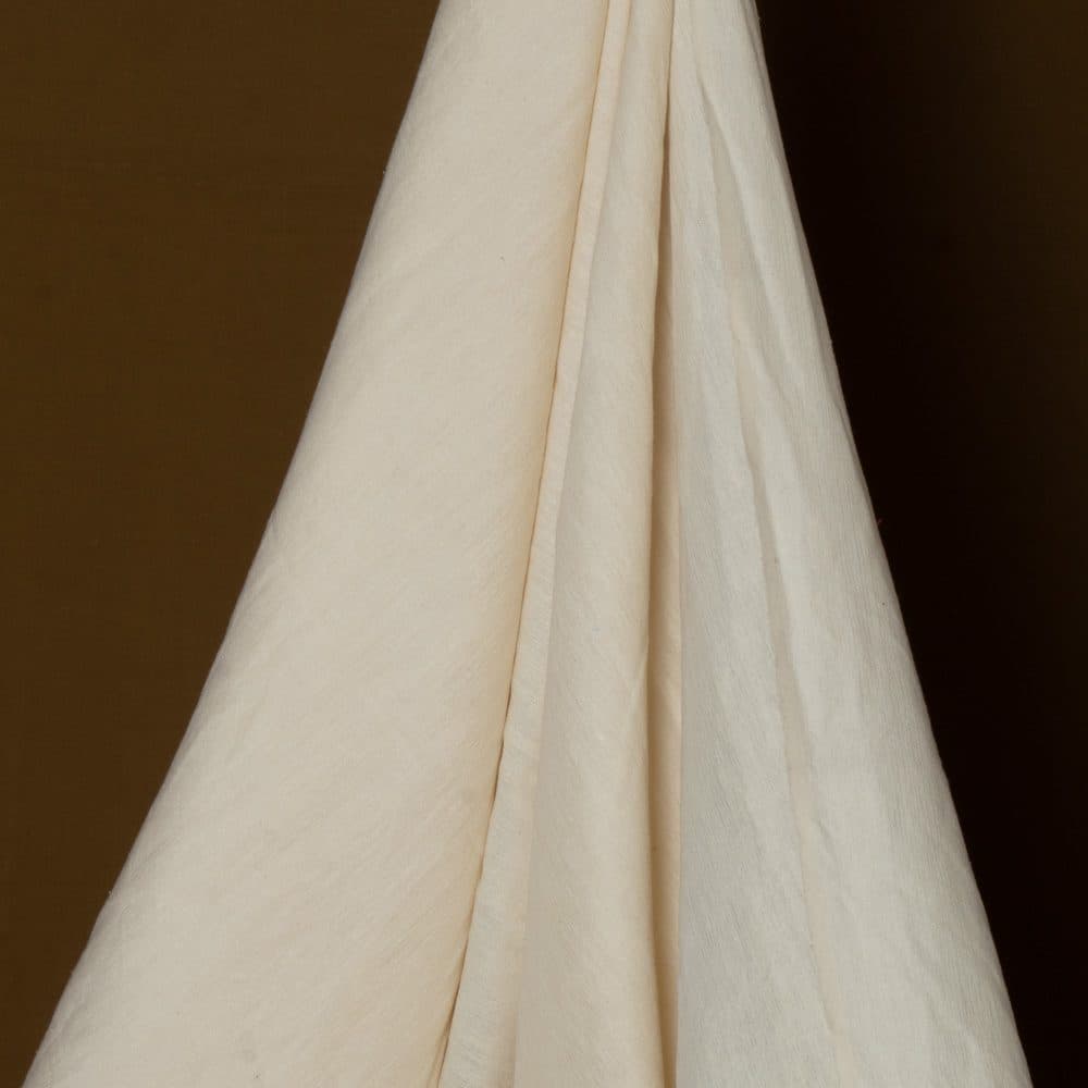 Plain Off- White Silk & Wool Blend 200 GSM Handwoven Fabric 43