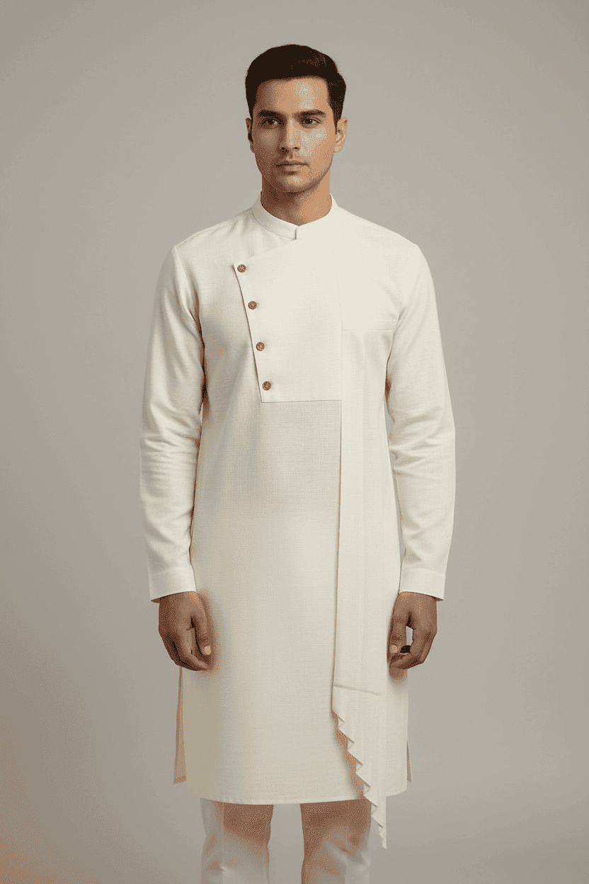 Pleated Men's Angrakha Kurta