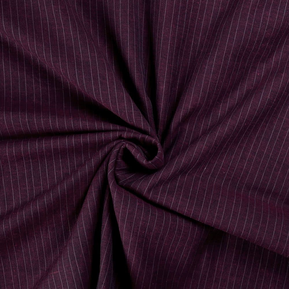 Stripe Maroon Pure Cotton 74 GSM Handwoven Fabric