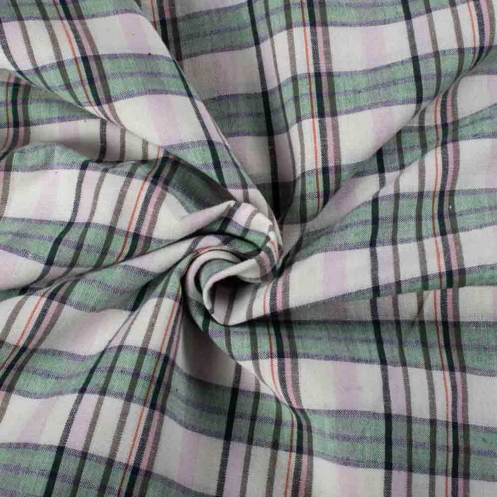 Check Multicolor 91 GSM Pure Cotton Handwoven Fabric 954
